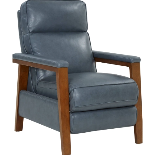 Ashland Manual Recliner in Marisol Flint Grey in Top Grain Leather & Brown Wood